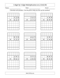 3-Digit by 3-Digit Multiplication with Grid Support (B) Long ...