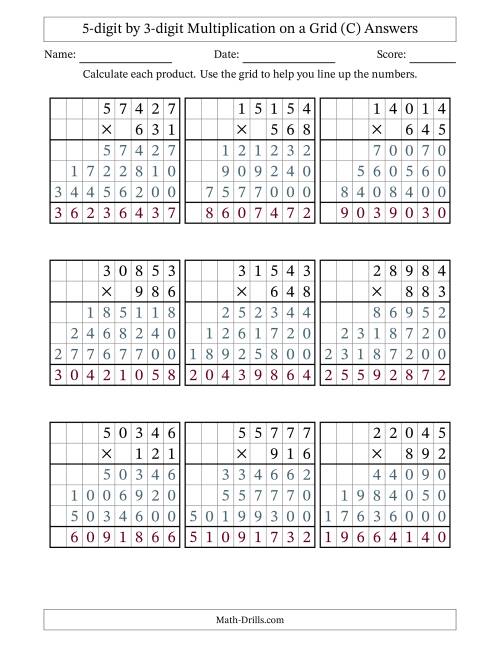 The 5-digit by 3-digit Multiplication with Grid Support (C) Math Worksheet Page 2