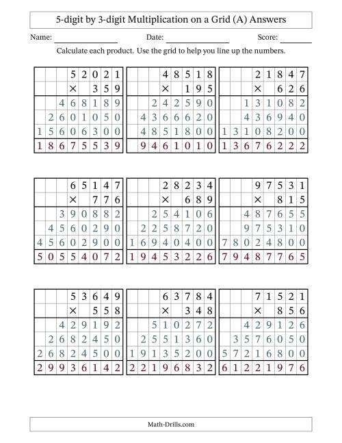 The 5-digit by 3-digit Multiplication with Grid Support (All) Math Worksheet Page 2