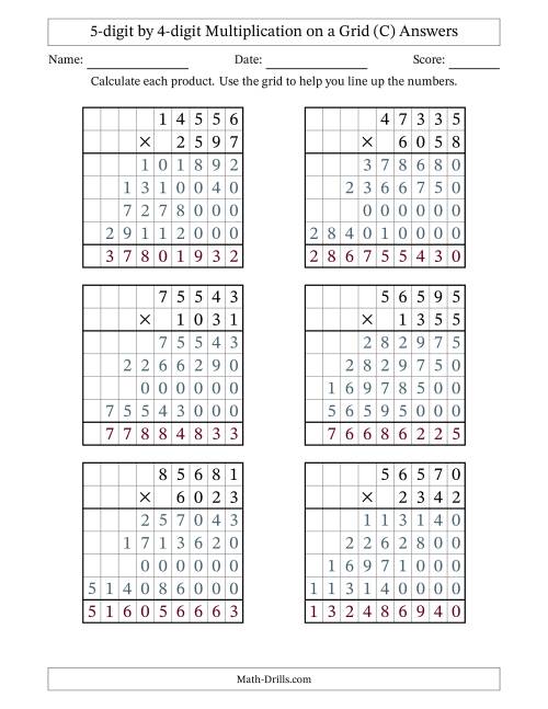 The 5-digit by 4-digit Multiplication with Grid Support (C) Math Worksheet Page 2