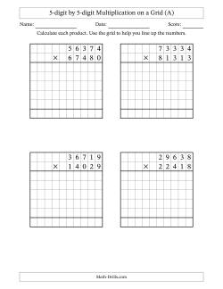 5-digit by 5-digit Multiplication with Grid Support