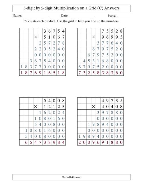The 5-digit by 5-digit Multiplication with Grid Support (C) Math Worksheet Page 2