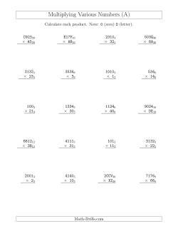 Multiplying Various Base Numbers