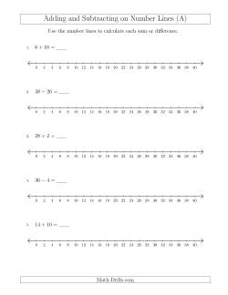 Adding and Subtracting up to 40 on Number Lines with Intervals of 2 ...