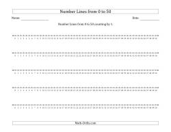 Number Lines from 0 to 50 counting by 1