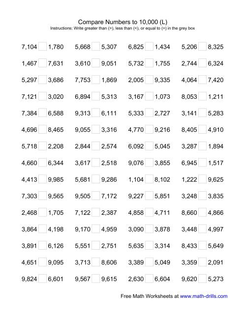 comparing numbers l