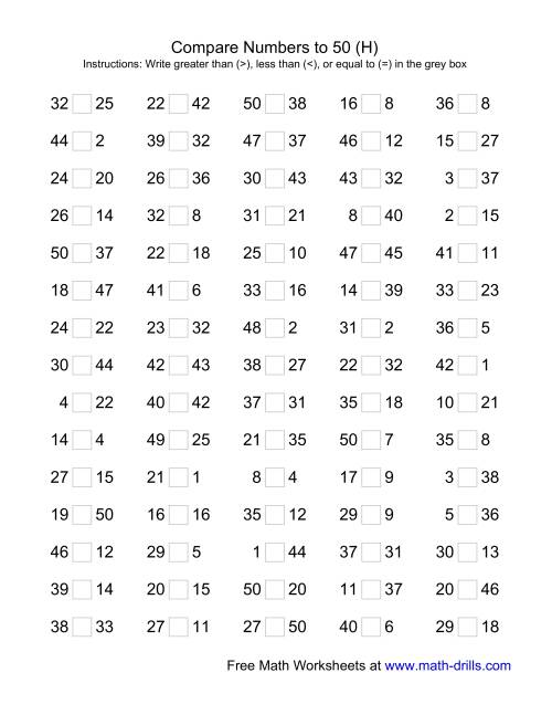 comparing numbers h