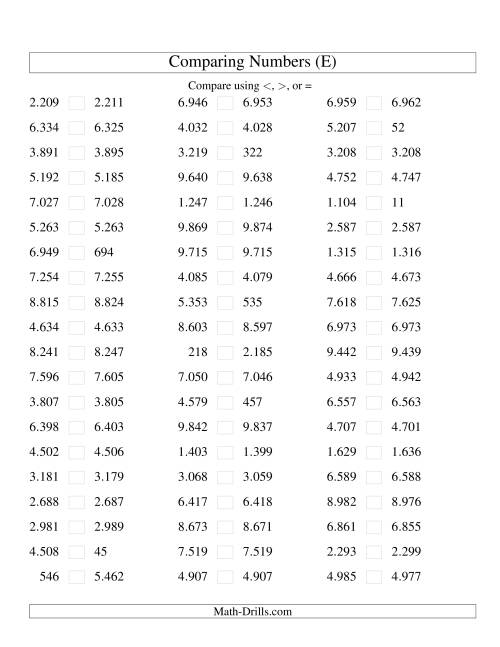 Comparing Numbers To 10 000 Tight Euro Version E 