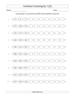 Continue Counting Up by 1 from Various Starting Numbers