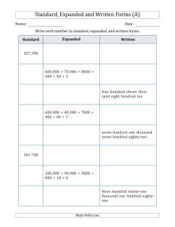 Converting Between Standard, Expanded and Written Forms (6-Digit) U.S./U.K. Version