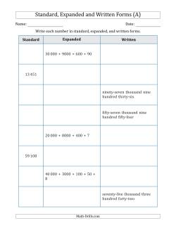 Converting Between Standard, Expanded and Written Forms (5-Digit) SI Version