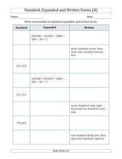 Converting Between Standard, Expanded and Written Forms (6-Digit) SI Version