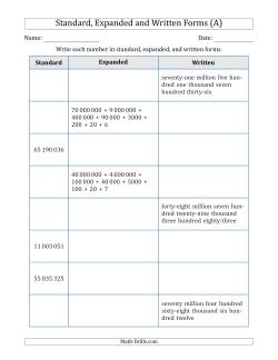 Converting Between Standard, Expanded and Written Forms (8-Digit) SI Version