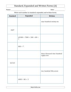 Converting Between Standard, Expanded and Written Forms (3-Digit to 5-Digit) SI Version