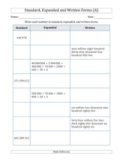 Converting Between Standard, Expanded and Written Forms (6-Digit to 9-Digit) SI Version