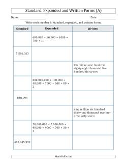 Converting Between Standard, Expanded and Written Forms (6-Digit to 9-Digit) U.S./U.K. Version