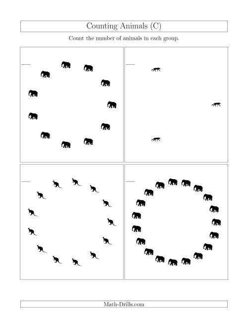 The Counting Animals in Circular Arrangements (C) Math Worksheet