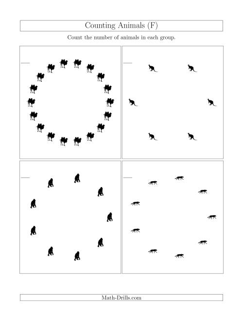 The Counting Animals in Circular Arrangements (F) Math Worksheet