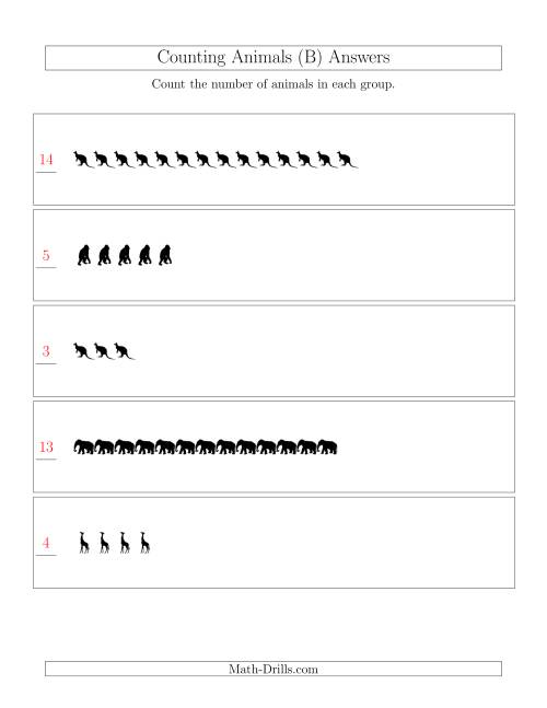 The Counting Animals in Linear Arrangements (B) Math Worksheet Page 2