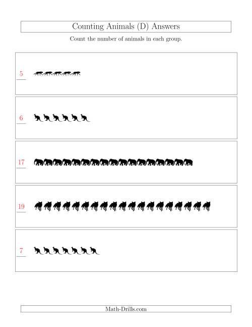 The Counting Animals in Linear Arrangements (D) Math Worksheet Page 2