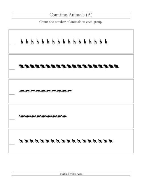 The Counting Animals in Linear Arrangements (All) Math Worksheet