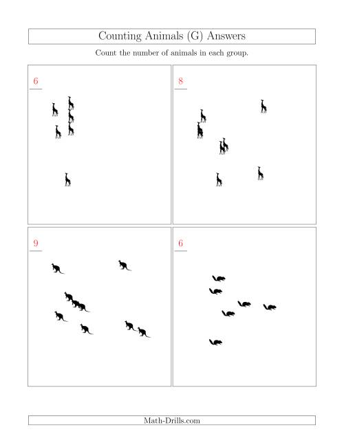 The Counting Animals in Scattered Arrangements (G) Math Worksheet Page 2
