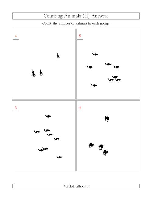 The Counting Animals in Scattered Arrangements (H) Math Worksheet Page 2