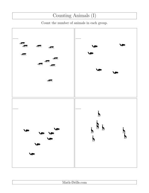 The Counting Animals in Scattered Arrangements (I) Math Worksheet