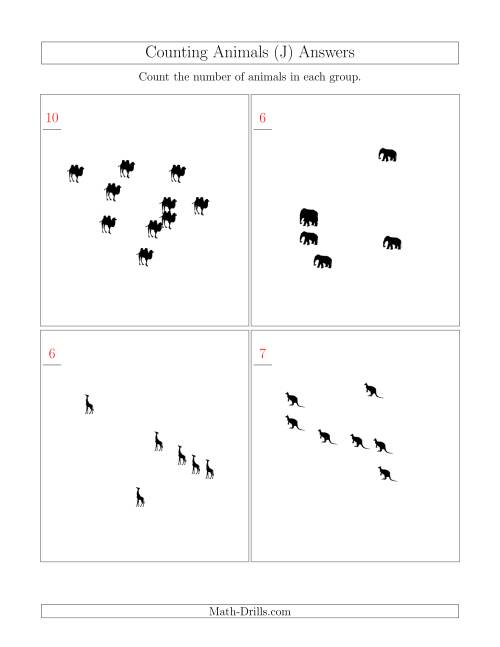 The Counting Animals in Scattered Arrangements (J) Math Worksheet Page 2
