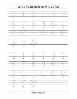 Writing Numerals from 0 to 20 60pt