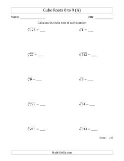 Cube Roots 0 to 9