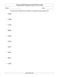 Converting Standard Form Numbers to Expanded Exponential Form (4-Digit Numbers)