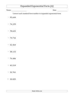 Converting Standard Form Numbers to Expanded Exponential Form (5-Digit Numbers) (US/UK)