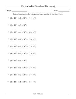 Converting Expanded Exponential Form Numbers to Standard Form (3-Digit Numbers)