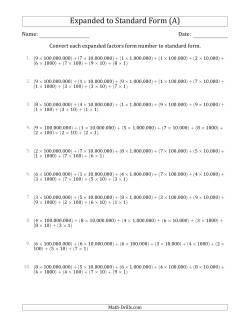 Converting Expanded Factors Form Numbers to Standard Form (9-Digit Numbers) (US/UK)