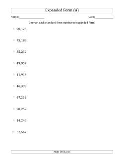 Converting Standard Form Numbers to Expanded Form (5-Digit Numbers) (US/UK)