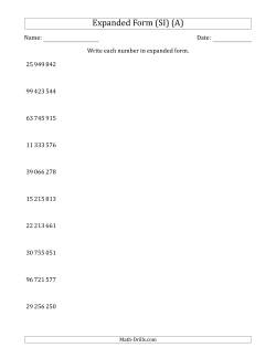 Writing 8-Digit Numbers in Expanded Form (SI Number Format)