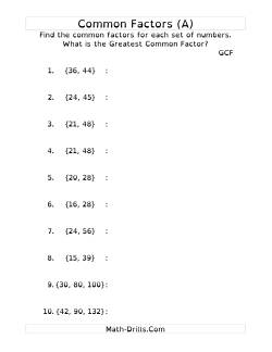 Common Factors and Greatest Common Factor (OpenDyslexic Font) Number ...