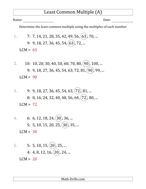 Least Common Multiple Worksheets Grade 5 Pdf
