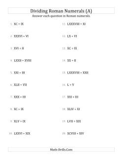 Dividing Roman Numerals up to C