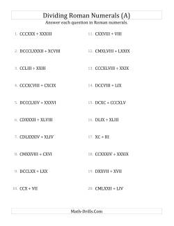 Dividing Roman Numerals up to M