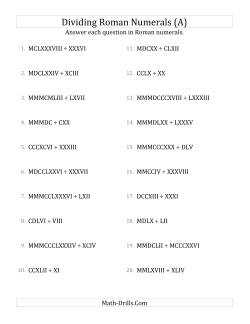 Dividing Roman Numerals up to MMMCMXCIX