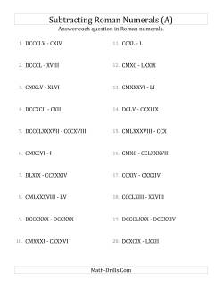 Subtracting Roman Numerals up to M