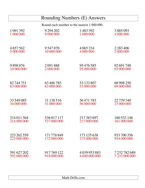 Rounding Numbers to the Nearest 1 000 000 (SI Version) (E)