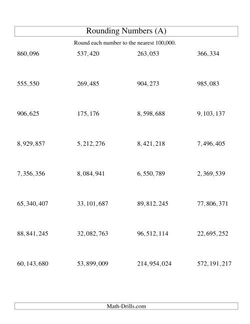 Rounding Numbers To The Nearest 100 000 U S Version A 