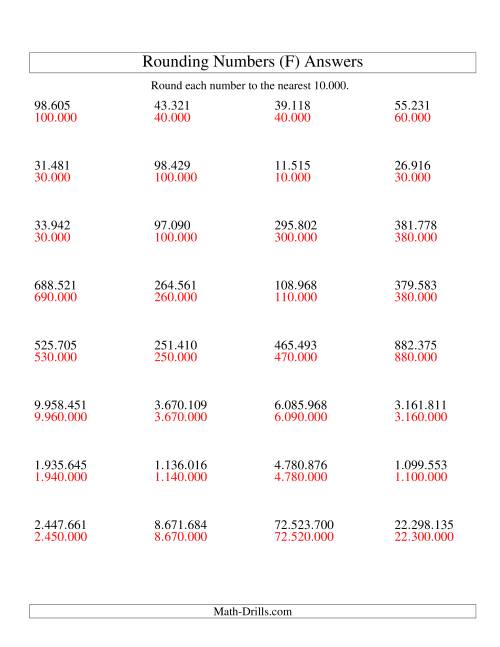 The Rounding Numbers to the Nearest 10.000 (Euro Version) (F) Math Worksheet Page 2