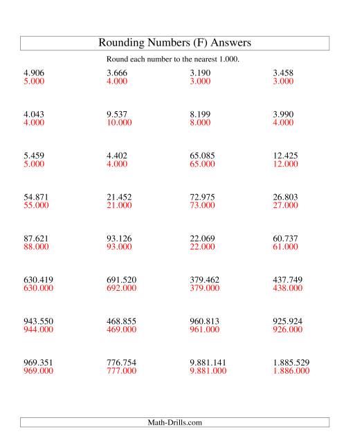 The Rounding Numbers to the Nearest 1.000 (Euro Version) (F) Math Worksheet Page 2
