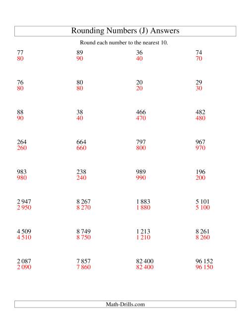 The Rounding Numbers to the Nearest 10 (SI Version) (J) Math Worksheet Page 2