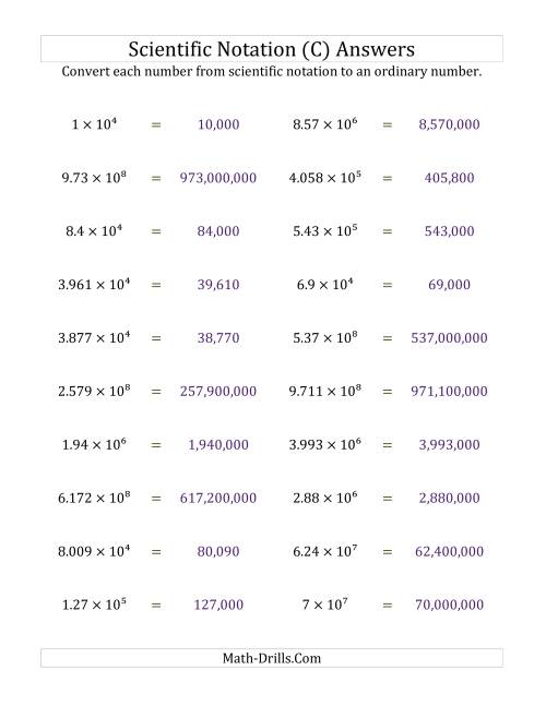 Converting Scientific Notation to Ordinary Numbers (Large ...