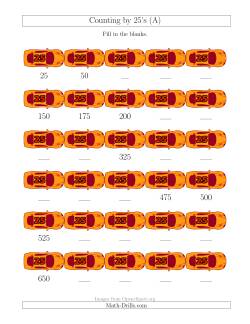 Counting by 25's with Cars